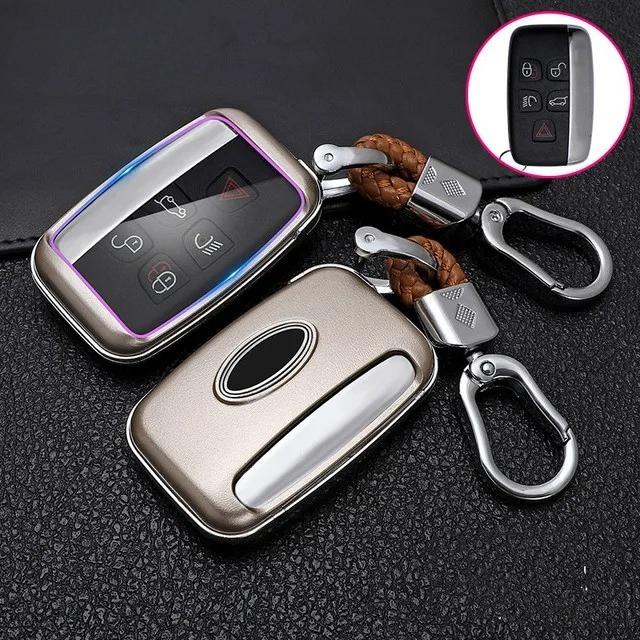 Car Key Case Cover For Land Rover A9 Range Rover Sport Evoque Freelander 2 Jaguar Xe Xj Xjl Xf C-X16 V12 Guitar F X Typ Keychain