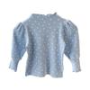 Baby Girl Long Sleeved Top Children's T-Shirt Puff Sleeve Heart-Shaped Printed Kids Top