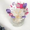 100Pcs/Set Easter Toothpicks Bunny Carrots Multifunctional Cocktail Picks Disposable Fruit Salad Bamboo Sticks Decoration