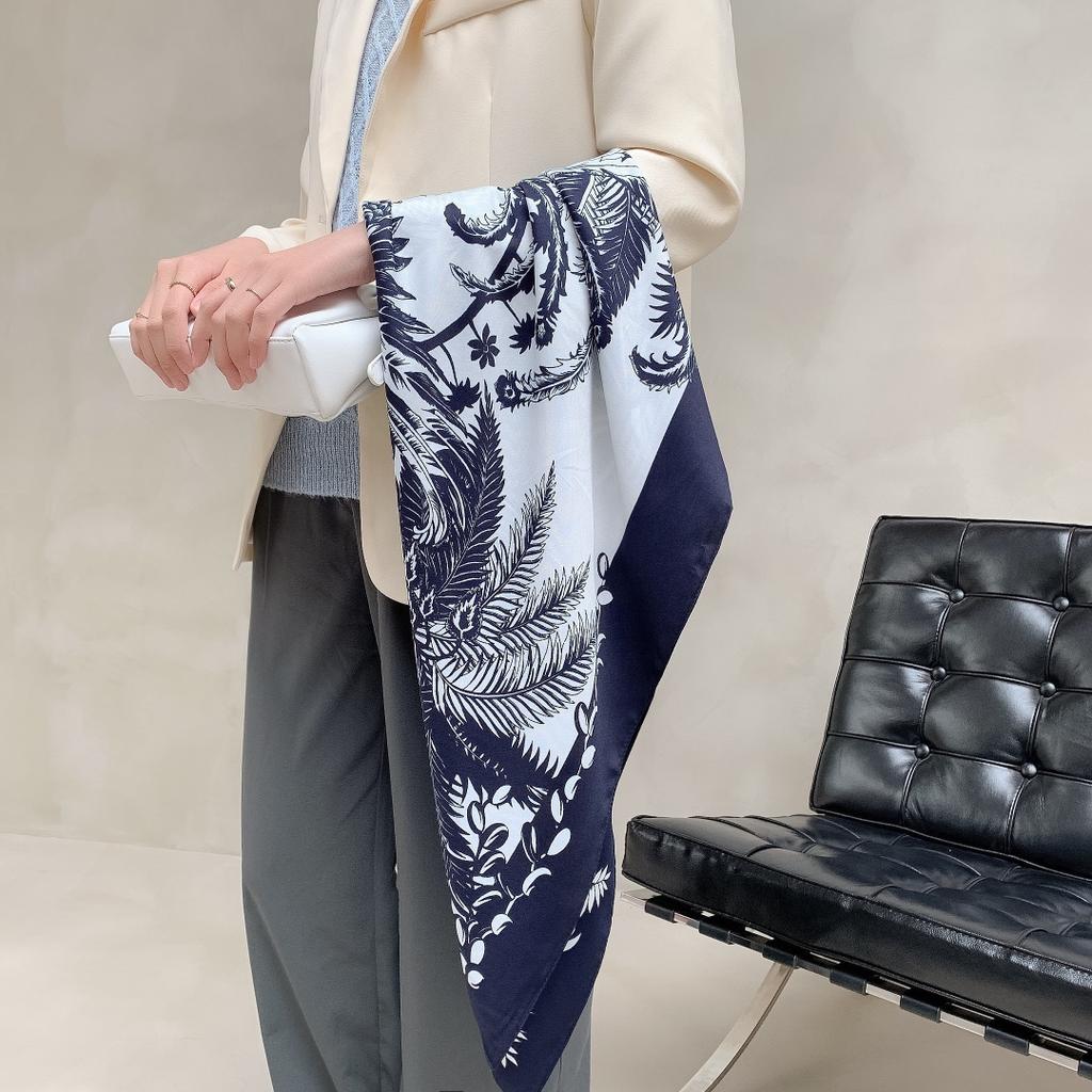Spring Scarf Women's Luxury Design Polyester Material Smooth Scarf Soft Shawl Beach 90x90cm