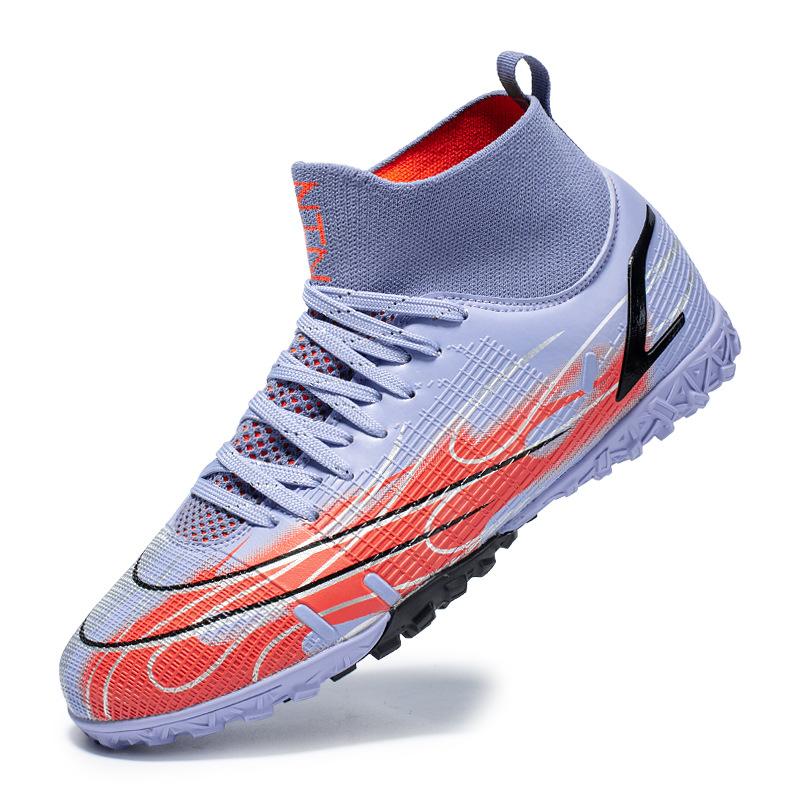 Vibrating football shoes boys and girls high-top TF broken nails youth training lawn football shoes one piece 2025