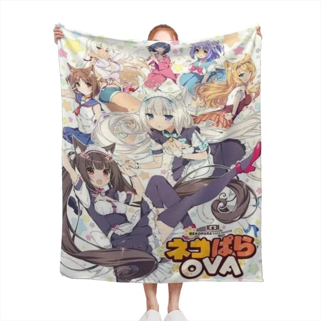 Anime Nekopara Kawaii Cute Comfortable Flannel Blanket Soft Throw for Couch Bed Warm Cozy Home Decor