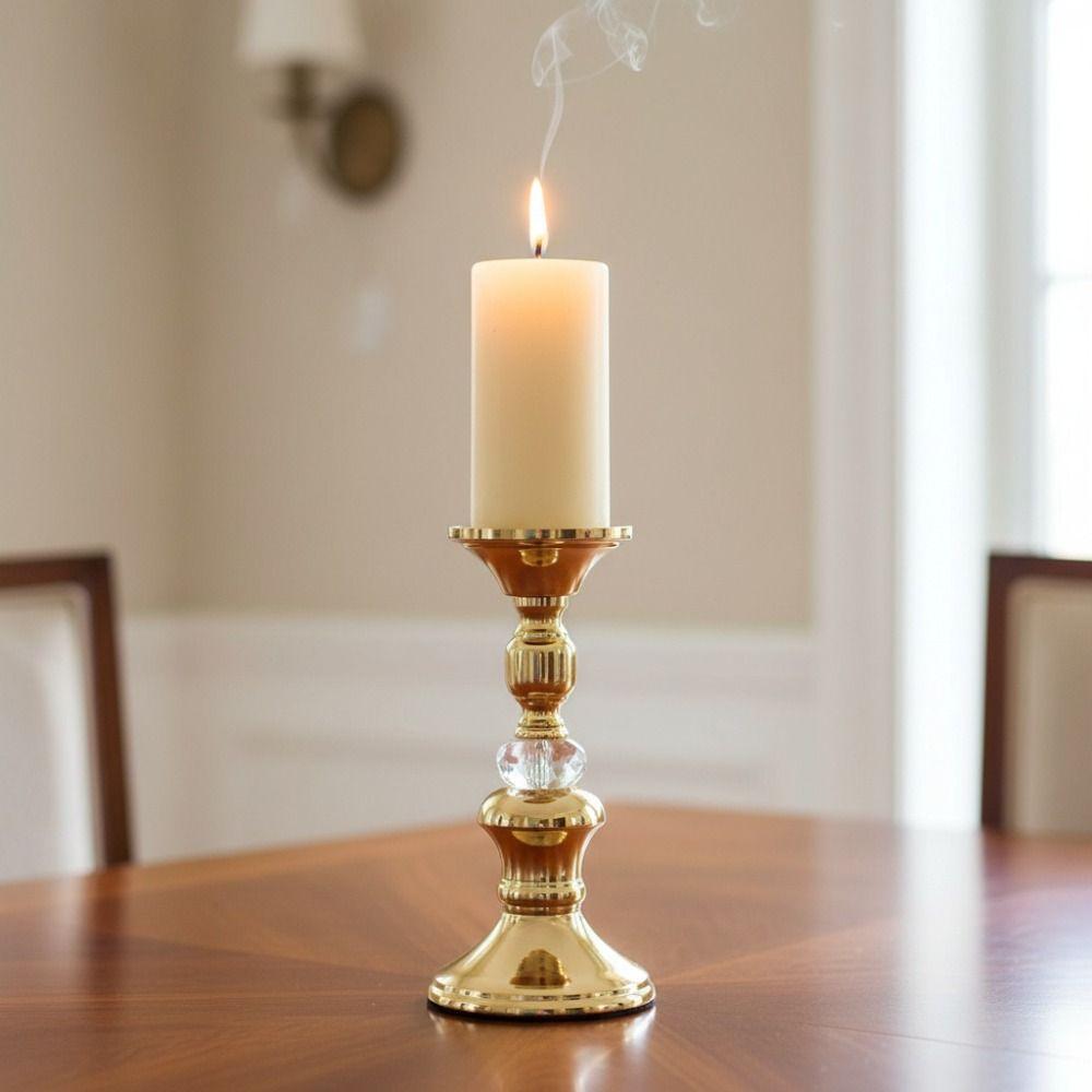 European Style Gold Metal Pillar Candlestick Non-slip Bottom Candle Stand  Banquet