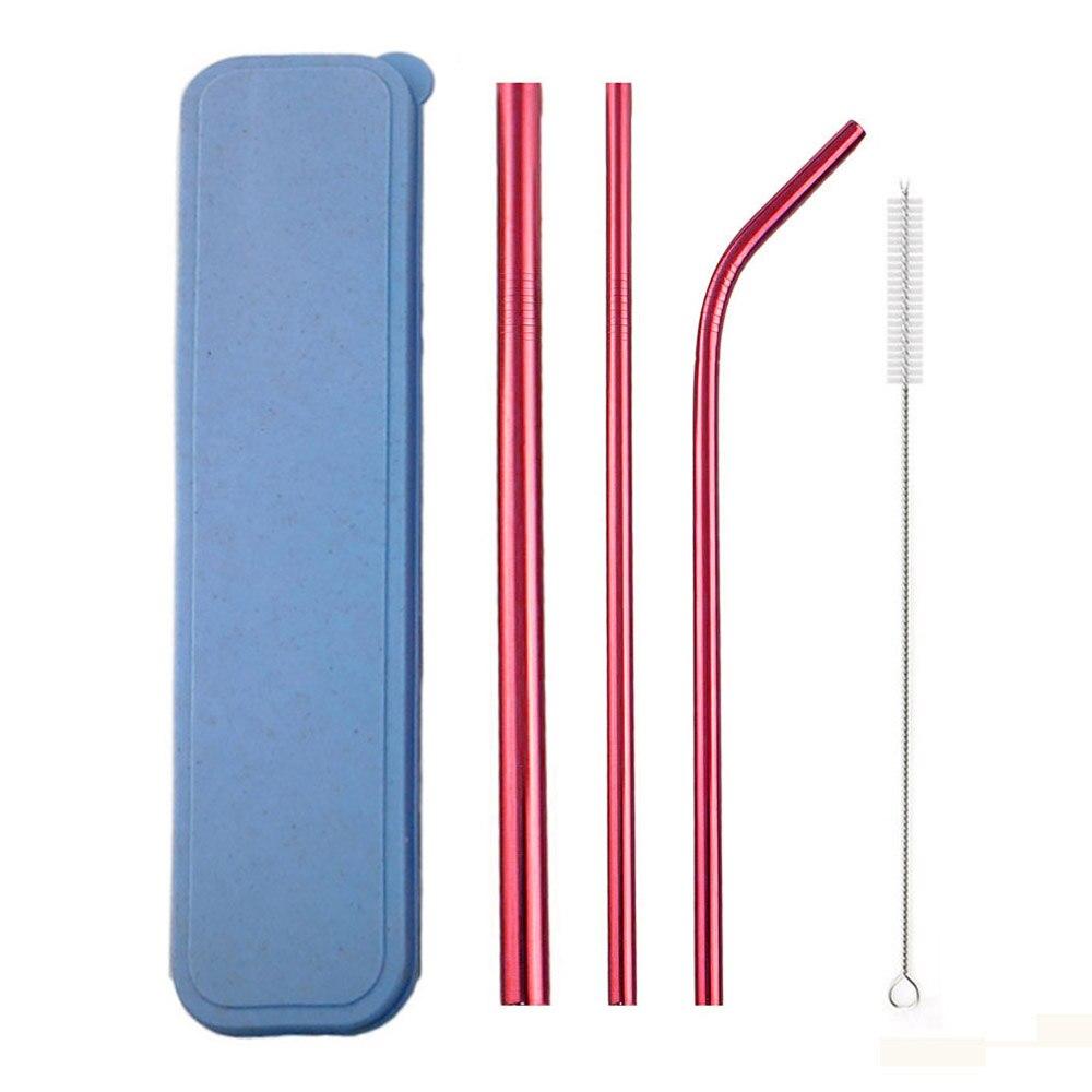 Bar Accessories Reusable Drinking Straw Set With Cleaner Brush Portable Straw Set Stainless Steel Straw With Box