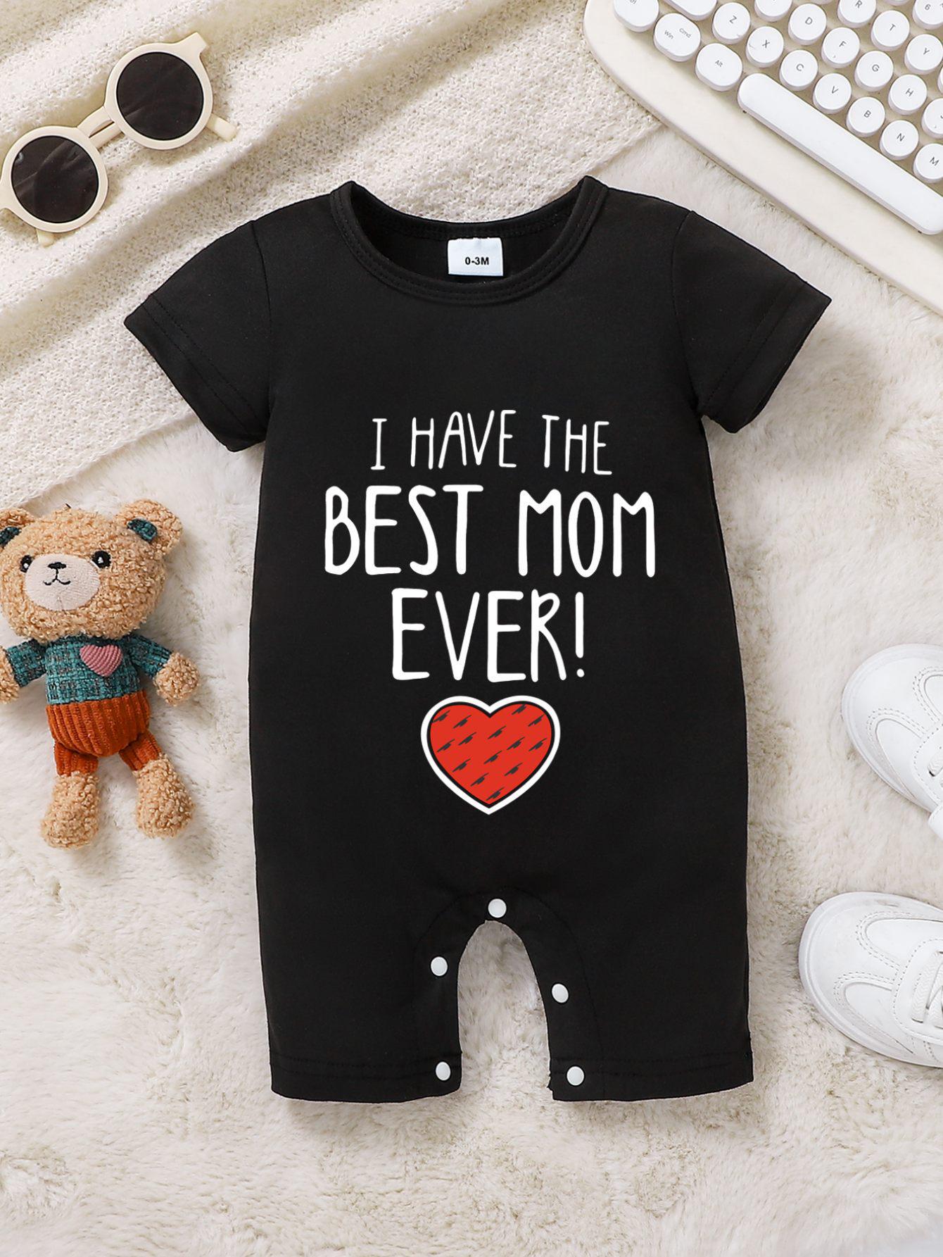 

Летняя распродажа Боди-ромпер с коротким рукавом для малышей - Фестивальная версия ко Дню матери 9-12 months чёрный