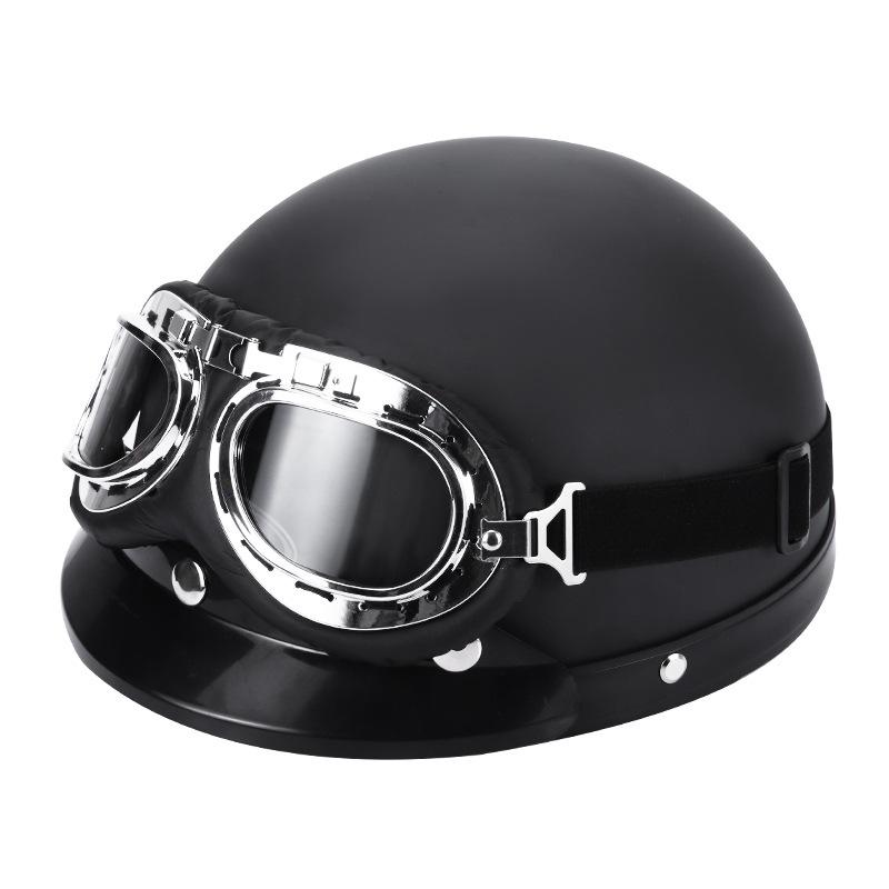 Helmet Men's Electric Car Winter Retro Helmet Women's Light Four-season Leather Helmet Couple Battery Car Hard Hat Warm Half Helmet