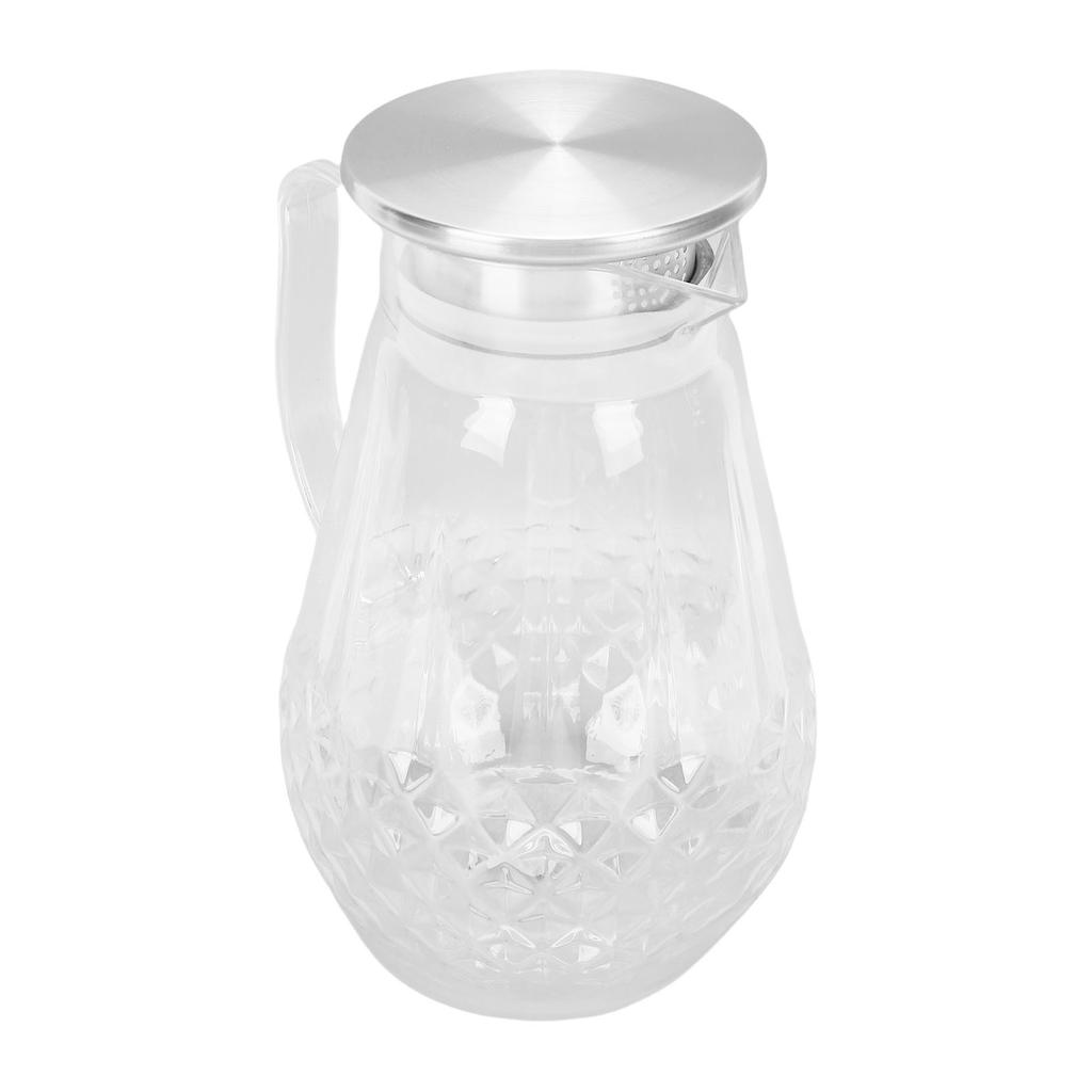 Water Pitcher 1500ml Heat Proof Clear Acrylic Water Jug with Handle Lid for Cold Hot Beverages Fruit Tea