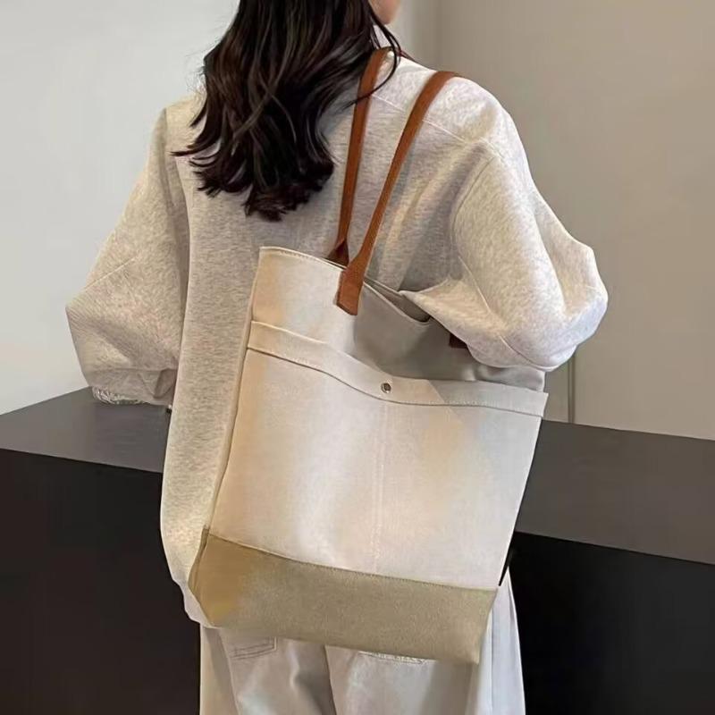 Casual Tote Bag, Simple and Fashionable Commuter Canvas Bag, Korean College Students Class Tote Bag