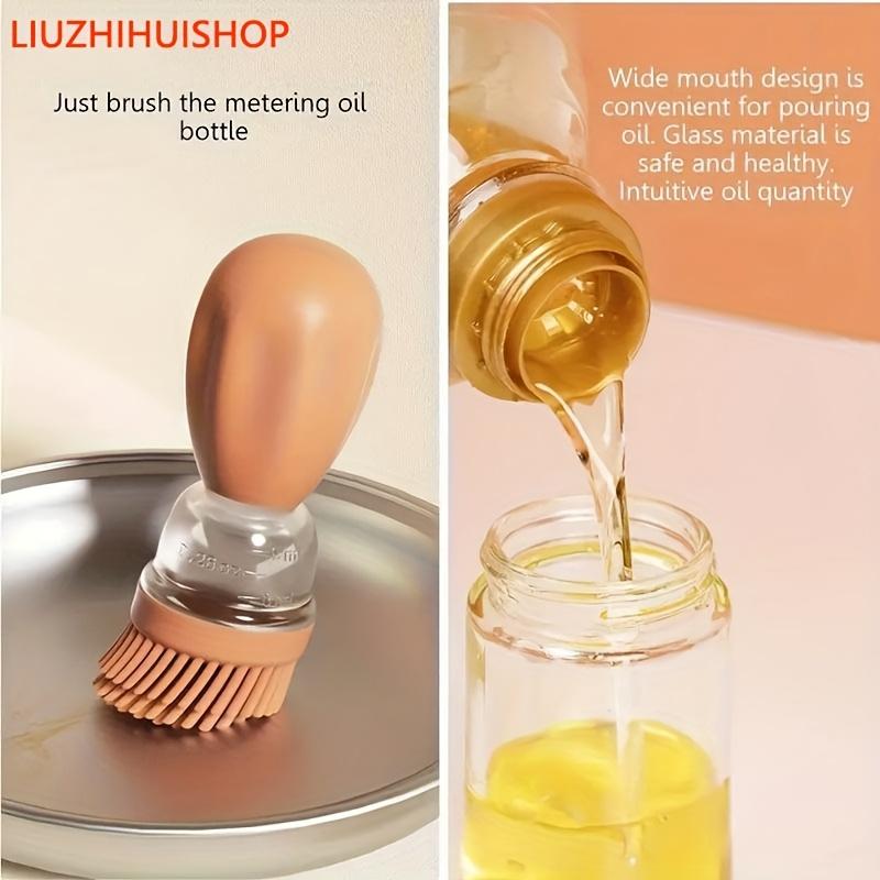 3pcs 2 in 1 Glass Oil and Vinegar Dispenser Set with Silicone Brush , Ideal for Olive Oil, Soy Sauce, BBQ , Fried Foods , Dishwasher Safe, BPA Free,