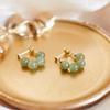 Natural Hetian Jade Green Dangle Earrings - New Chinese Style Studs for Women, National Style Qingyu Design