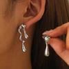 Creative Metal Liquid  Irregular Asymmetrical Stud Earrings for Women Vintage Gold Color Geometric Long Bent Earrings Jewelry