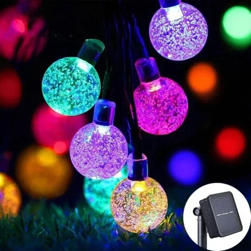Solar Crystal Globe LED String Lights, 8 Modes IP65 Waterproof Fairy Garland, Solar Christmas Light for Garden Party Outdoor Decor