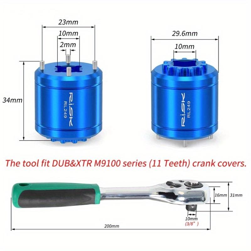 Instrument de îndepărtare a capacului pedalierului DUB 2 în 1 pentru bicicletă pentru XTR M9100 Instrument de îndepărtare a șuruburilor manivelei pentru suport inferior Set de chei cu clichet de 3/8 inchi