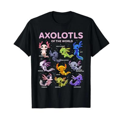 Axolotl Kawaii Axolotls der Welt Tiere T-Shirt Vintage Atmungsaktiv Vielseitiges Oberteil für den Alltag Stilvoll Unisex