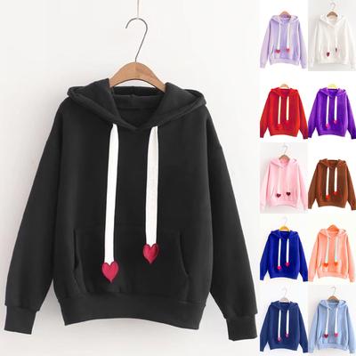 Damenmode, lässig, mit Kapuze, locker, langärmelig, einfarbig