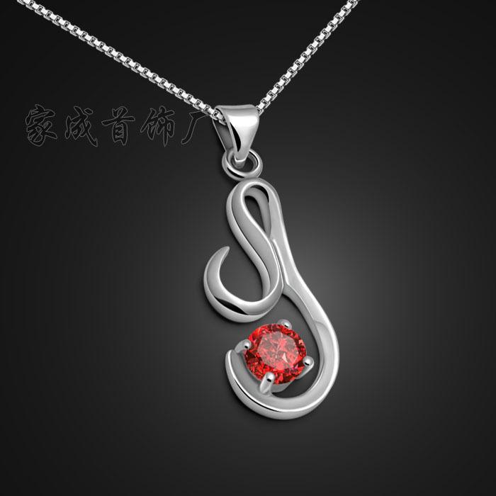 Rolali Pendant Necklace Single Inlaid Gemstone Plated Platinum Heart Chain Women'S Versatile Jewelry Dy
