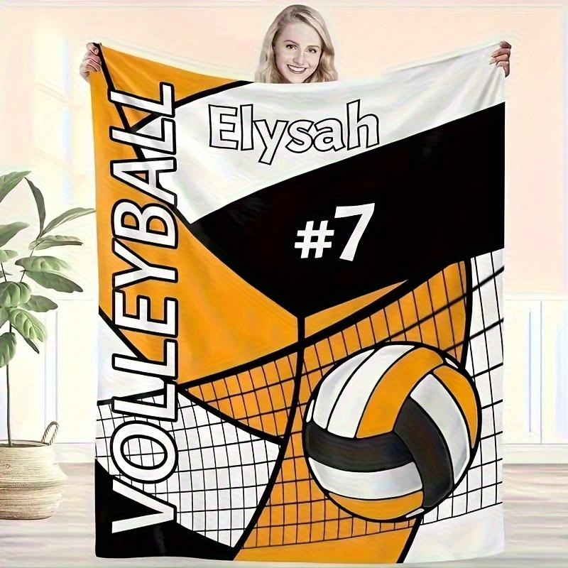 Volleyball Flannel Blanket Personalized Text Soft Machine Washable AllSeason Throw for Boys Girls Adults Home Travel