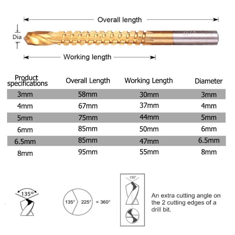 6pcs/set Cobalt PCB Drill Bit Set Spiral Screw Metric Composite Tap Drill Bit Set for Cutting Drilling Polishing