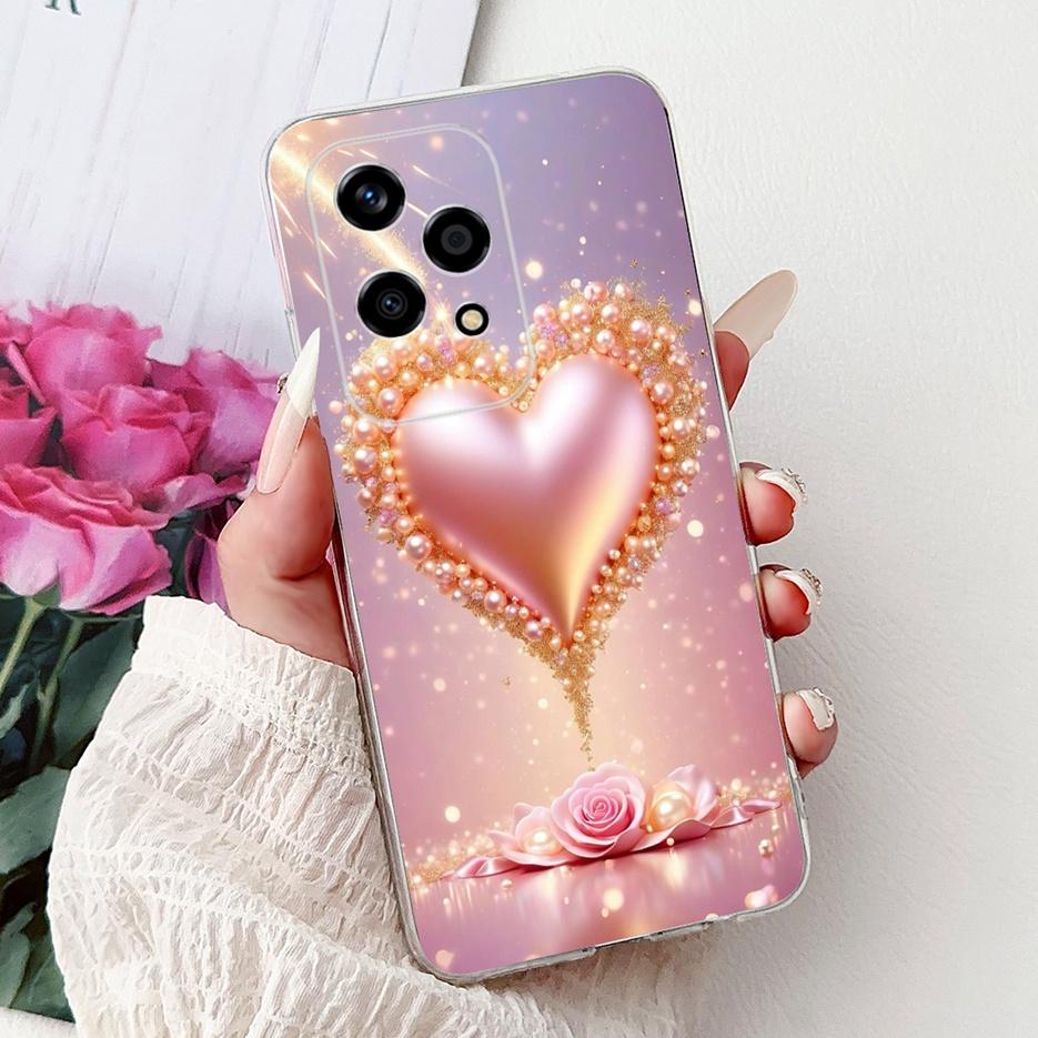 For Honor 200 Lite Case Cute Love Heart Butterfly Painted Cover Clear Silicone Phone Case For Honor 200 Lite 200Lite Soft Fundas