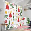 2pcs,2D plane printing Popular Curtain Panels Christmas Bells Holly Berries_a (2) Polyester (without rod) Versatile All Perfect