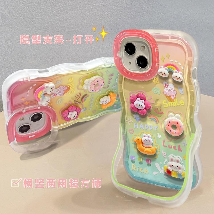 Rainbow Rabbit doll for Apple 11promax mobile phone case iphone11 with bracket 11 silicone 11 cute