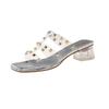Fashion Hot Selling Shoes Woman's Slippers Transparent Heel Slides Fashion Med 2025 Luxury Summer Square heel Slipper Casual Shoe Woman