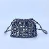 Women's Metallic Sequin Dumpling Bag, Handmade Beaded Woven Acrylic Crossbody Bag, Retro Shiny Shoulder Bag Phone Bag
