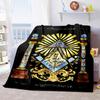 1PC  Freemason Poster Masonic Symbols  Soft Comfortable Throw Blanket Suitable All Seasons Great Gift Idea Home Office Travel