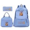 Large Capacity Schoolbag with Shoulder Strap; Student Three-piece Pencil Case Set