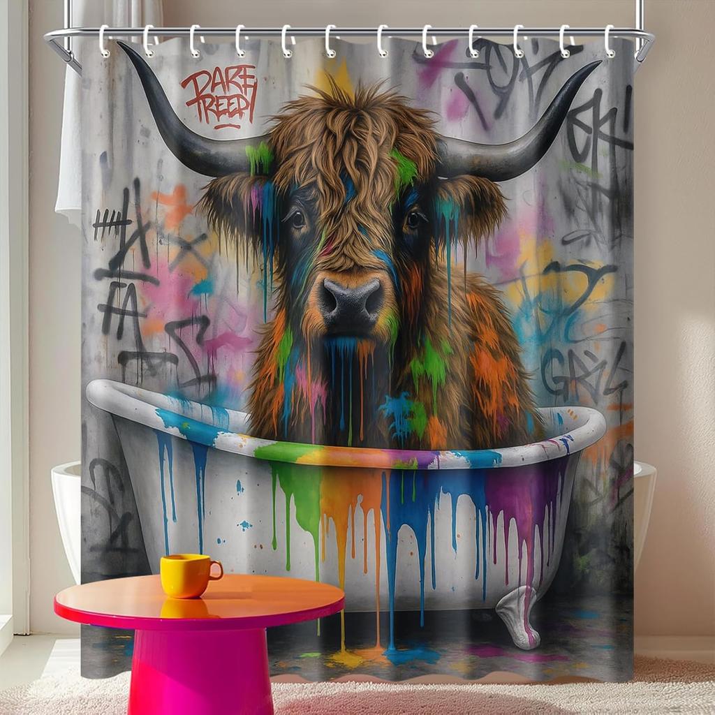 Mandala Shower Curtain Boho Bathroom Decor Vintage Floral Tapestry Pattern Curtain Hippie Indian Aesthetic Blue Orange Beige