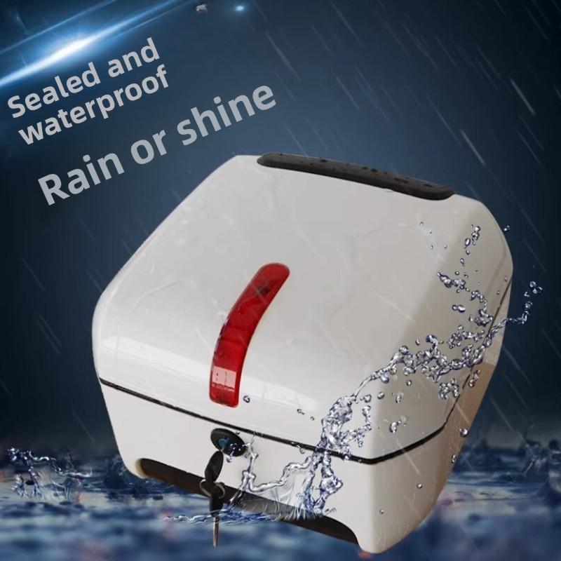 NEW Motorcycle Tour Tail Box Scooter Trunk Luggage Top Lock Storage Carrier Case with Soft Backrest and Quick-Release System