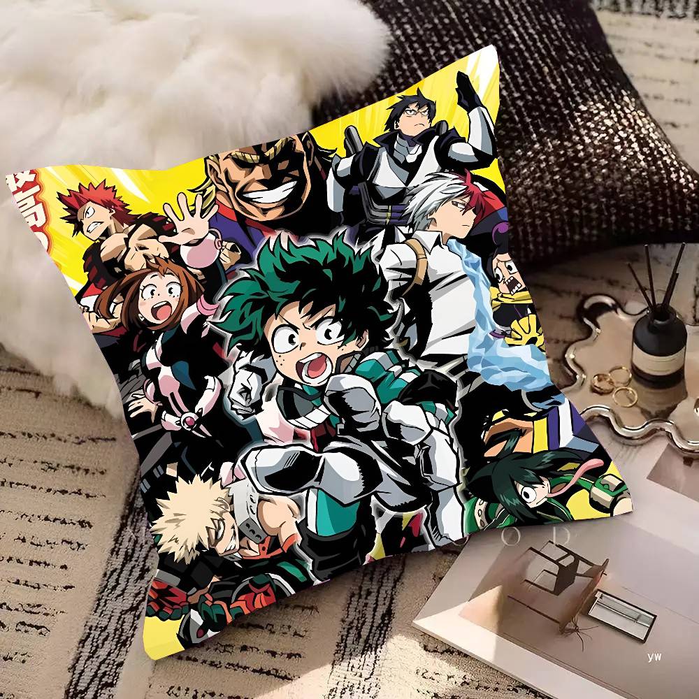 Funda de Almohada Cuadrada de Anime Japonés My Hero Academia para Dormitorio, Sofá, Cojín de Comodidad para el Ocio, Coche, Sala de Estar, Decoración del Hogar
