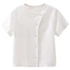 Hacikis Girls' White Lace Cotton Short-Sleeve Top