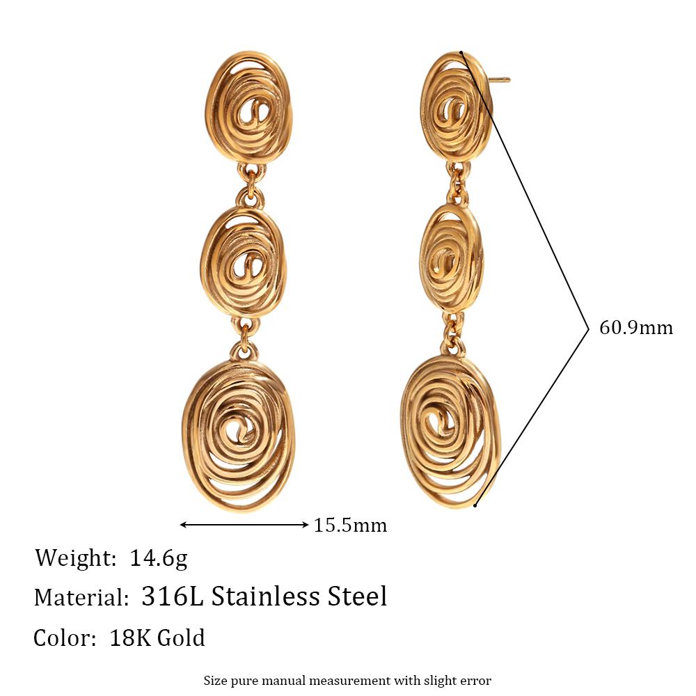 MamacitaSlay 316L Stainless Steel Spiral Irregular Dangle Earring 18K Gold Plated Waterproof Jewelry For Women Trendy Earrings
