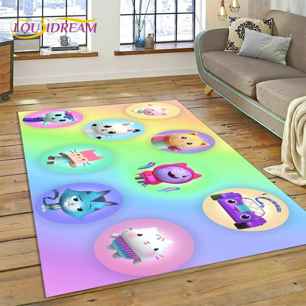 Cartoon Cute Gabbys Dollhouse Girl Rug Carpet for Living Room Bedroom Home Decor,Non-slip Decoration for Sofa Doormat Gifts Kid