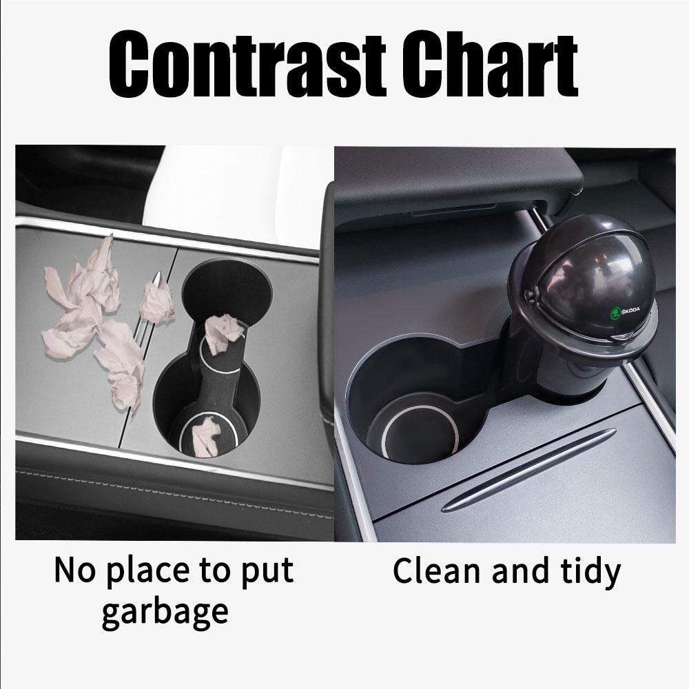 Universal Car Trash Can Storage Box With Rotating Lid Car Leak-proof Car Trash Can For Skoda S Octavia A5 Kamiq VII Yeti Scala  BI7