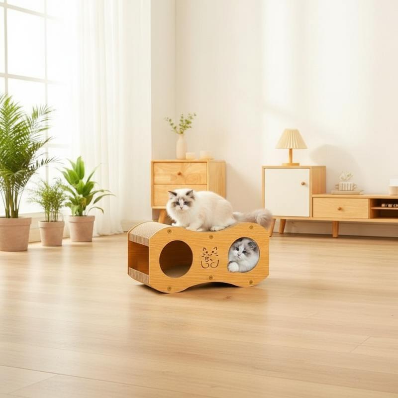 Durable Cat Sofa - Sturdy Cardboard Cat Scratch Pad With Woven Nest - Playful Cat Bed And Lounger