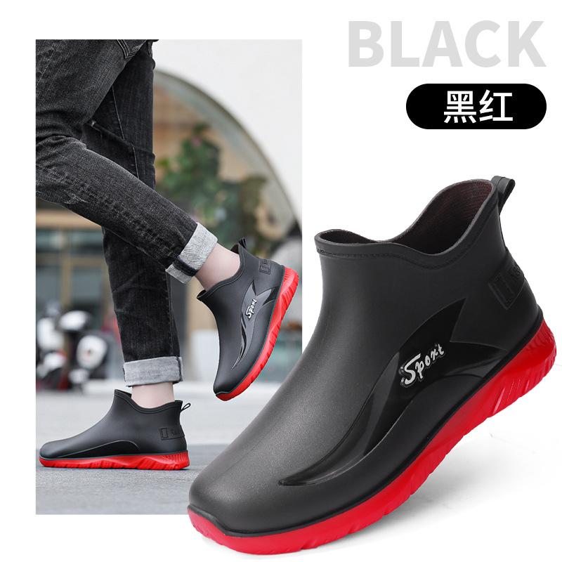 Winter velvet sports version short rain shoes men's fashion outer wear men's non-slip rubber shoes fishing men's warm water shoes