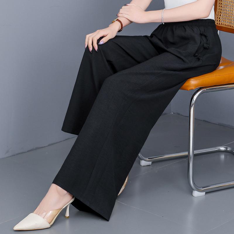 Casual Black Wide Leg Pants for Women Summer Clothes Plus Size High Waist Woman Trousers