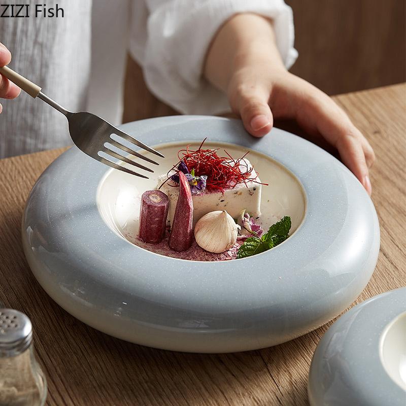 BRIsolierte Platte Restaurant Molekulare Küche Dim Sum Dessertteller Zuhause Kreativer Keramiksalat-Steakteller KüchentischgeschirrEY