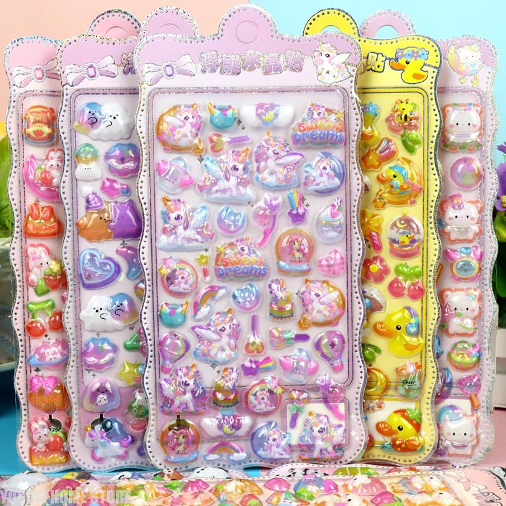 17pcs No Repetition 3d Bubbles Cute Panda Princess Cartoon Stickers for Girls Gift Scrapbook Stickers Craft Supplies