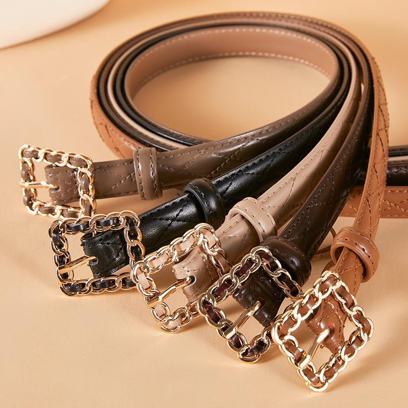 Women'S Belt Leather Fashion Pin Buckle Thin Belt Women'S Casual Decoration Women'S Belt 2.0Cm