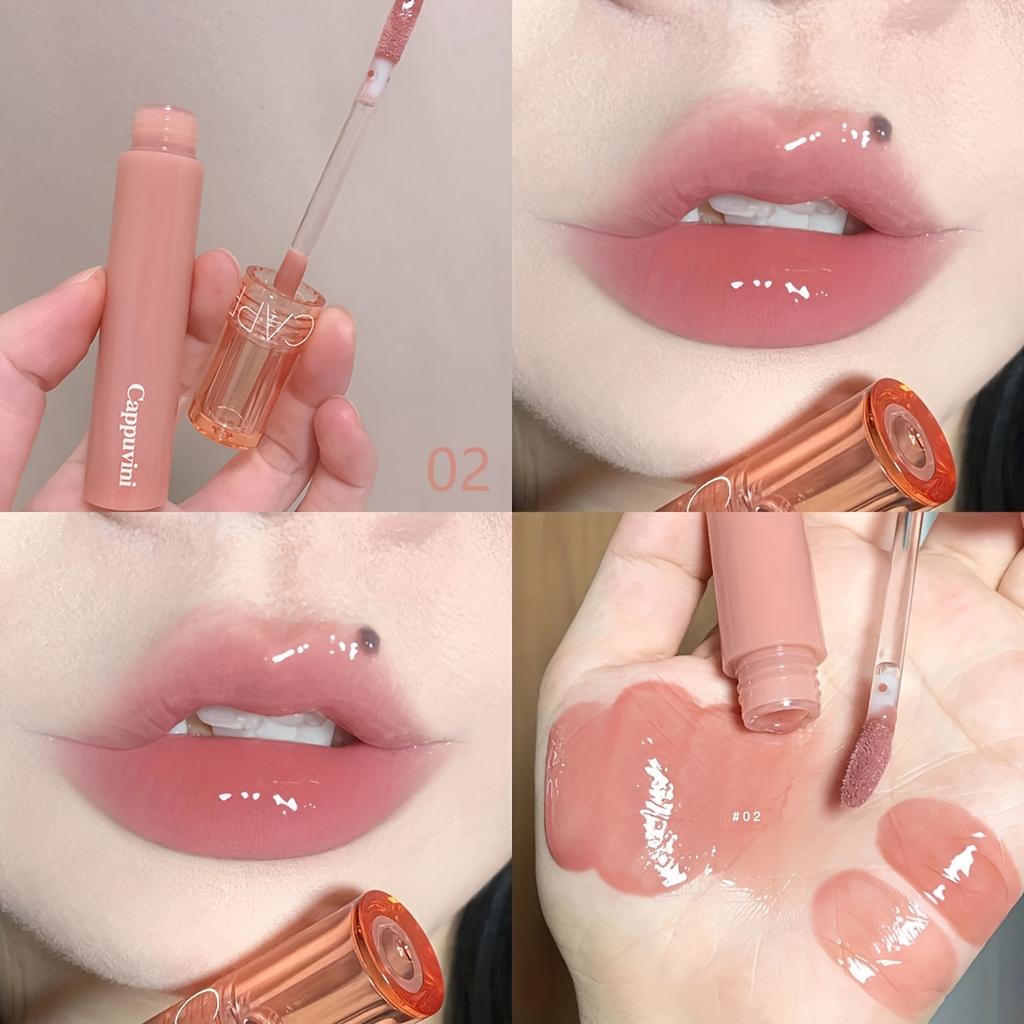 Gloss Labial Jelly Espelhado à Prova d'Água 6 Cores Brilho Labial Água-Luz Longa Duração Hidratante Brilhante Vermelho Tonalizante Lábios Maquiagem Cosméticos