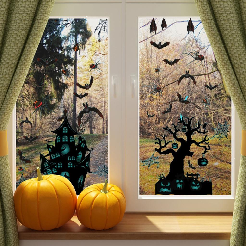 Halloween Dekorative Fensteraufkleber Fledermäuse Feiertagsparty Wohnzimmer Wanddekoration Aufkleber PVC Selbstklebend
