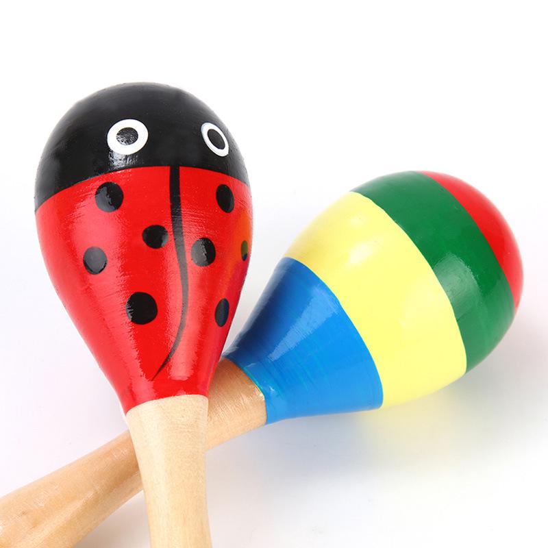 20cm Wooden Baby Grasping Maraca: Educational Sound Toy & Hand-Shaking Instrument for Grasping Training.