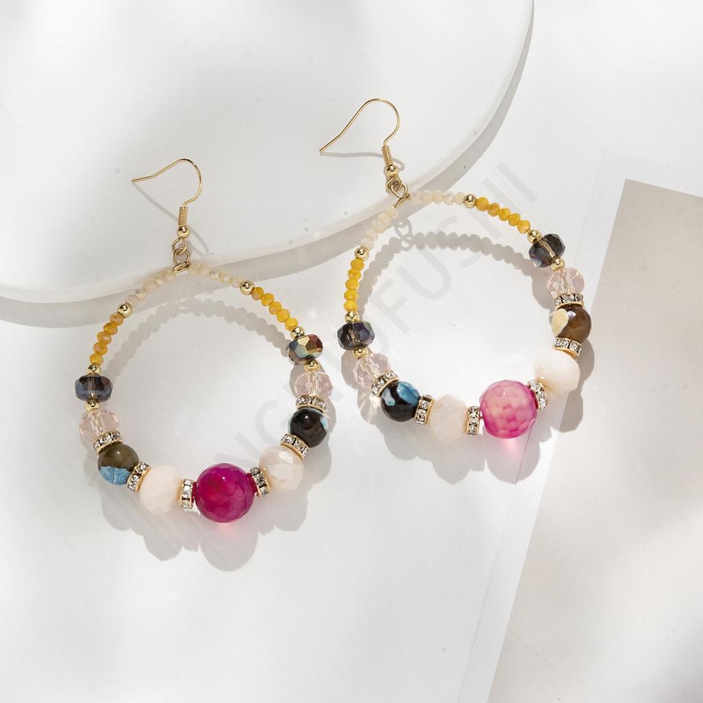 New fashion personalized color beaded earrings femininity high-end earrings European and American earrings