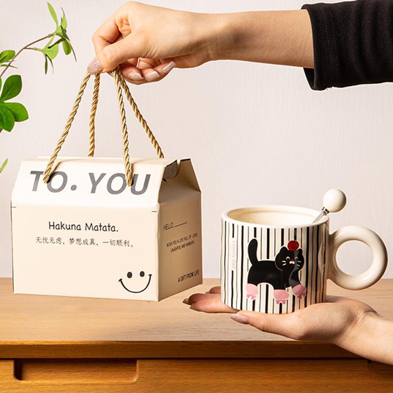 Souvenir Graduation Gift Gift for Teacher Gift Box Creative Practical Cup for Women New Cute Cat Ceramic Mug