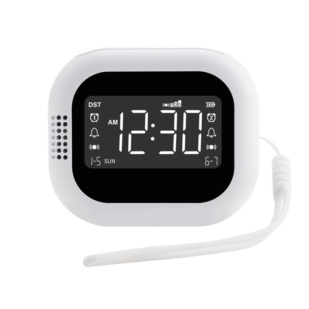 Tragbarer Vibrationswecker mit 1800mAh Akku, Doppelalarm, 3-fache Vibration, Kindersicherung, Sommerzeit, für Tiefschläfer, Schwerhörige