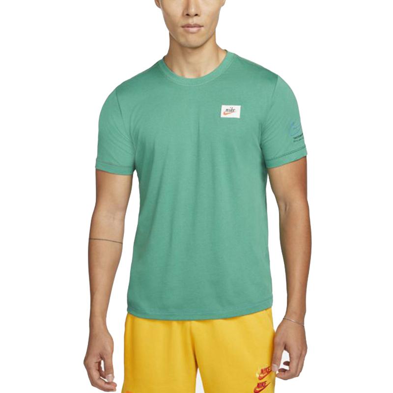 Nike T Shirts Men's Light Green Crew Neck Moderate Straight Fit DJ1394-350