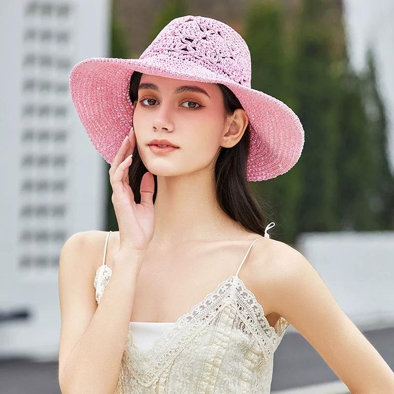Hollow Big Brim Jazz Hat British Retro Cowboy Straw Hat Summer Vacation Beach Hats